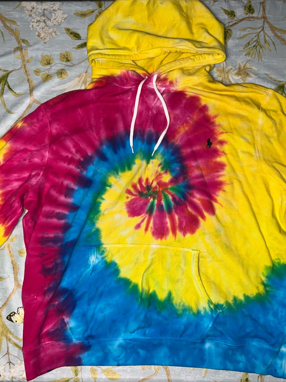 Unisex Tie-Dye Hooded Sweatshirt - Yellow, Blue & Pink